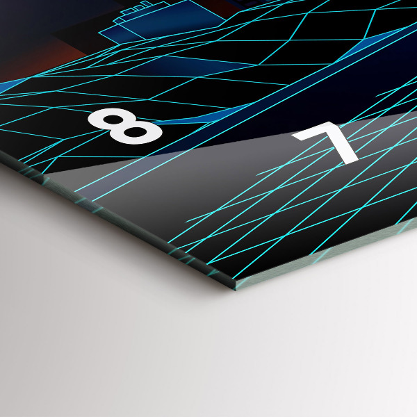 Glass wall clock rectangular Cyberspace City