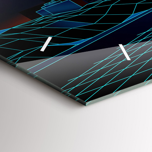 Glass wall clock rectangular Cyberspace City