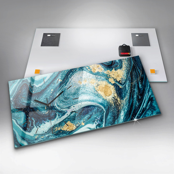 Glass wall clock rectangular Abstract Marble