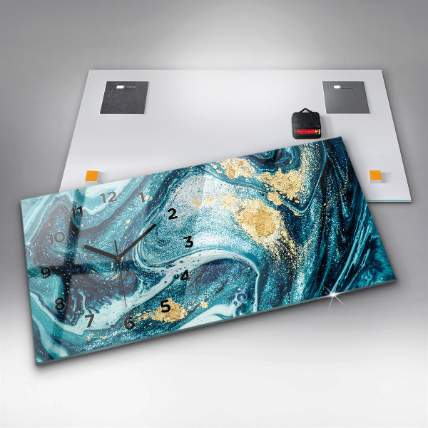 Glass wall clock rectangular Abstract Marble