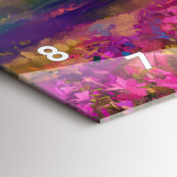 Glass wall clock rectangular Landscape of nature and flowers