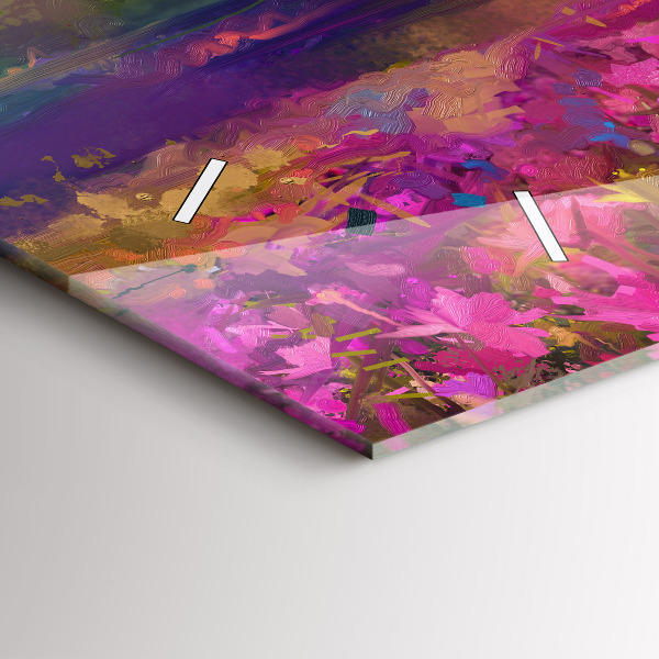 Glass wall clock rectangular Landscape of nature and flowers