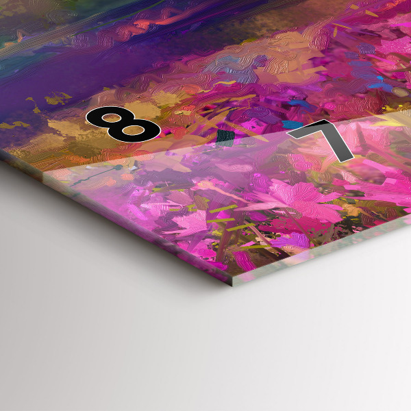 Glass wall clock rectangular Landscape of nature and flowers