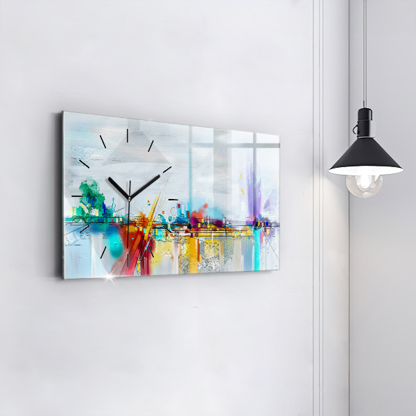 Glass wall clock rectangular Abstract bridge