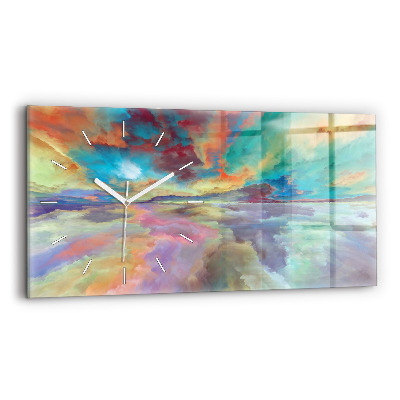 Glass wall clock rectangular Abstract landscape
