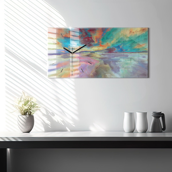 Glass wall clock rectangular Abstract landscape