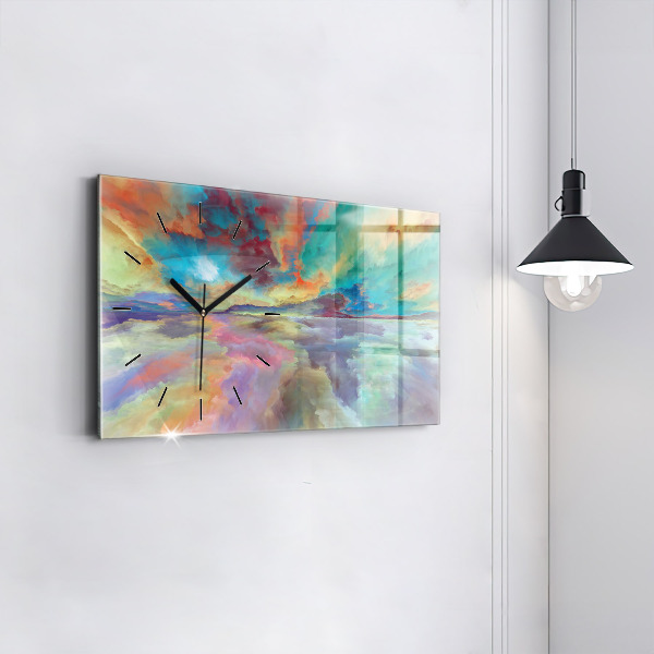 Glass wall clock rectangular Abstract landscape