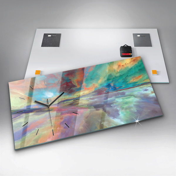 Glass wall clock rectangular Abstract landscape