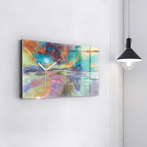 Glass wall clock rectangular Abstract landscape