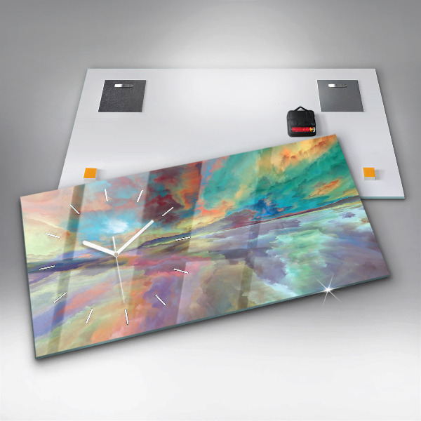 Glass wall clock rectangular Abstract landscape