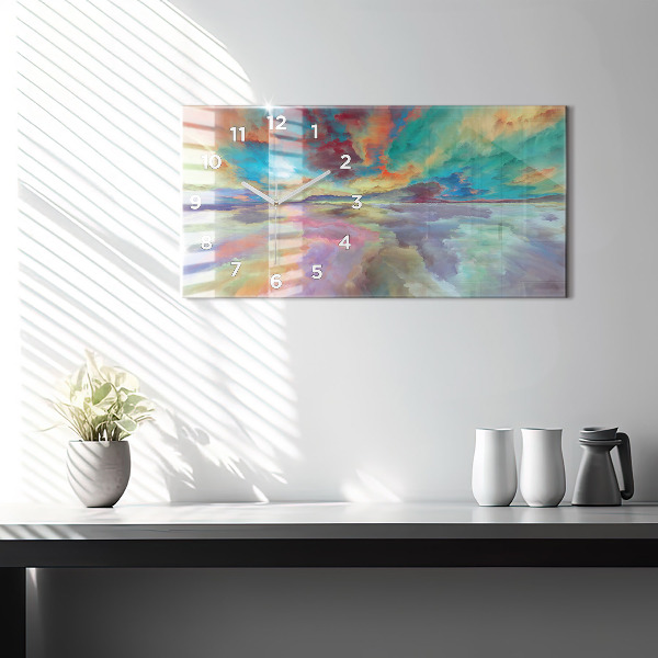 Glass wall clock rectangular Abstract landscape