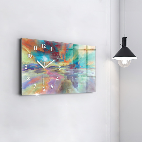 Glass wall clock rectangular Abstract landscape