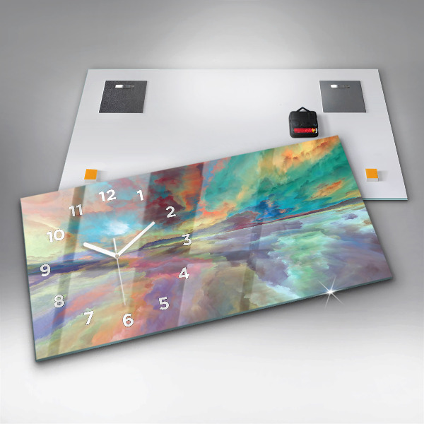 Glass wall clock rectangular Abstract landscape