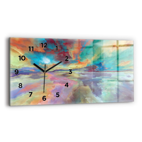 Glass wall clock rectangular Abstract landscape