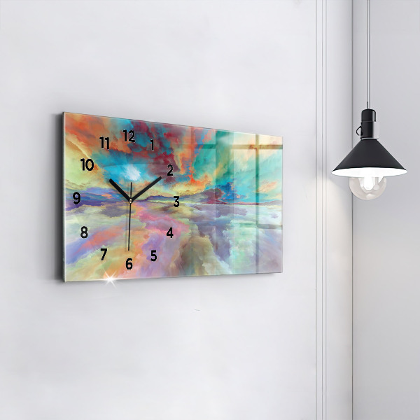 Glass wall clock rectangular Abstract landscape