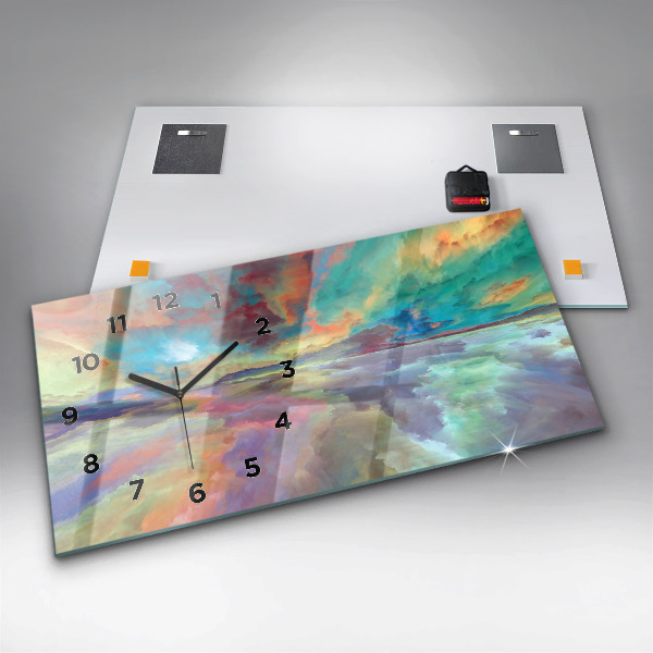 Glass wall clock rectangular Abstract landscape