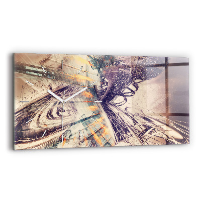 Glass wall clock rectangular Abstract mechanism