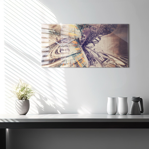 Glass wall clock rectangular Abstract mechanism