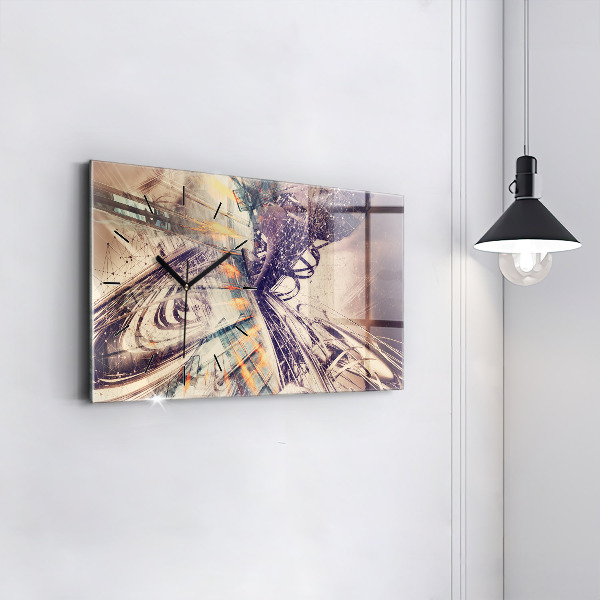 Glass wall clock rectangular Abstract mechanism