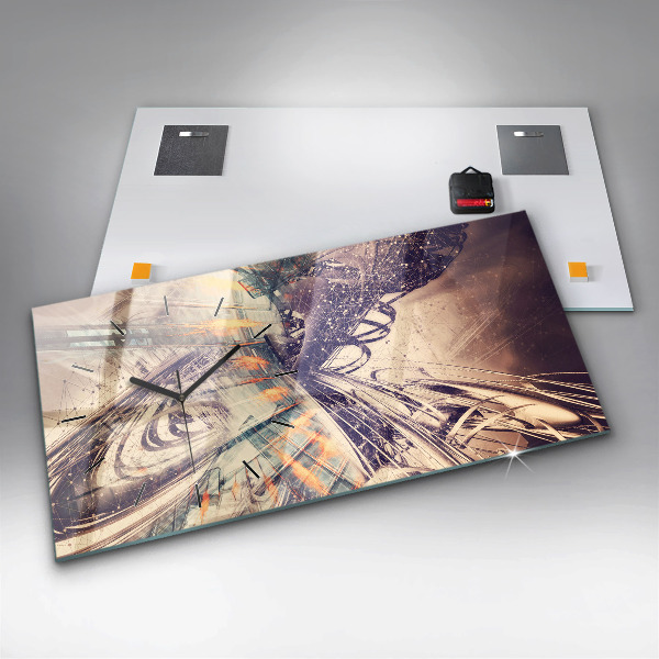 Glass wall clock rectangular Abstract mechanism