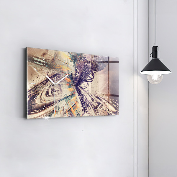 Glass wall clock rectangular Abstract mechanism