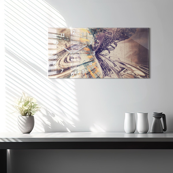 Glass wall clock rectangular Abstract mechanism