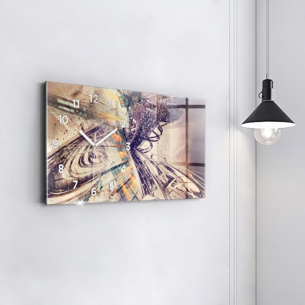 Glass wall clock rectangular Abstract mechanism