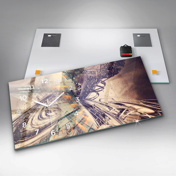 Glass wall clock rectangular Abstract mechanism