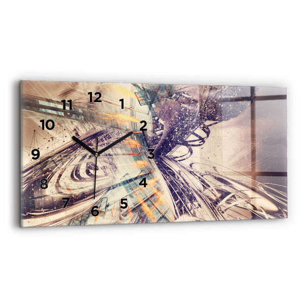 Glass wall clock rectangular Abstract mechanism