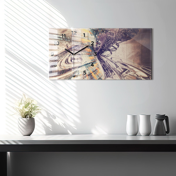 Glass wall clock rectangular Abstract mechanism