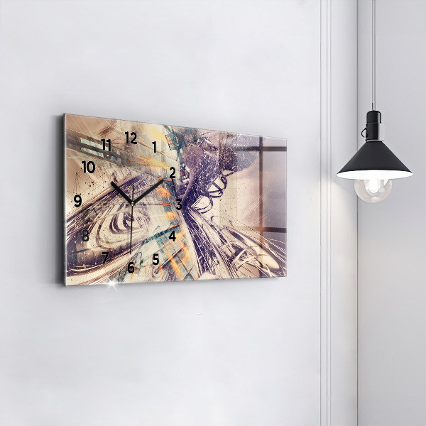 Glass wall clock rectangular Abstract mechanism