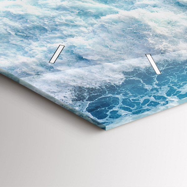Glass wall clock rectangular Waves Sea
