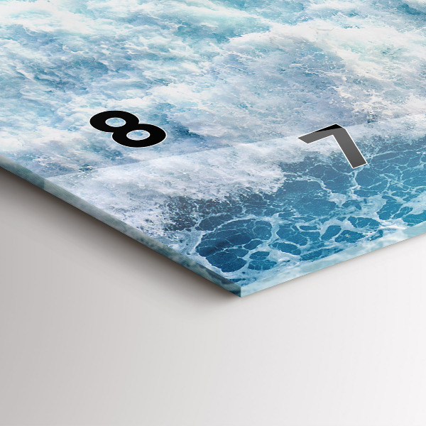 Glass wall clock rectangular Waves Sea