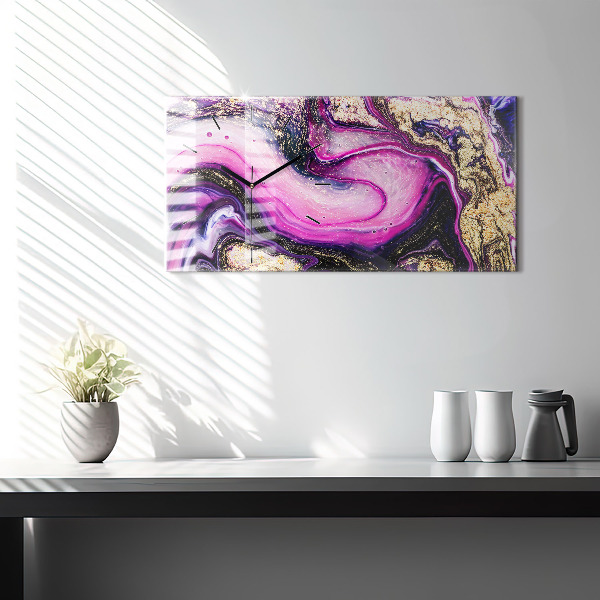 Glass wall clock rectangular Abstract Marble