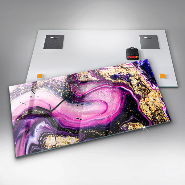 Glass wall clock rectangular Abstract Marble