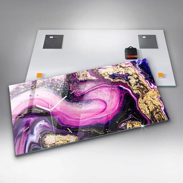 Glass wall clock rectangular Abstract Marble