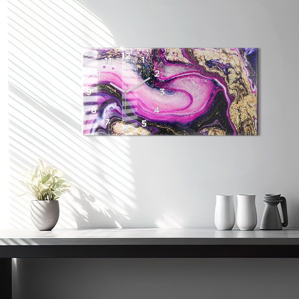 Glass wall clock rectangular Abstract Marble