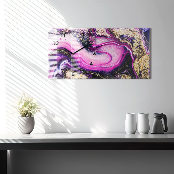 Glass wall clock rectangular Abstract Marble