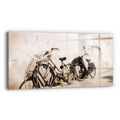 Glass wall clock rectangular Italian bike