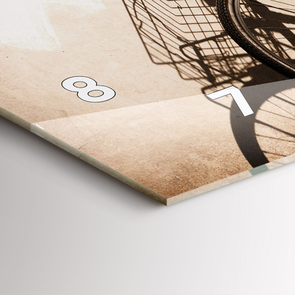 Glass wall clock rectangular Italian bike