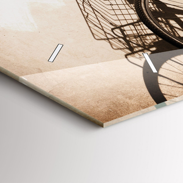 Glass wall clock rectangular Italian bike