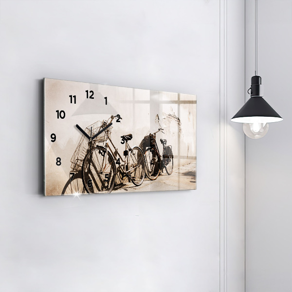Glass wall clock rectangular Italian bike