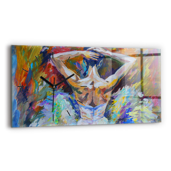 Glass wall clock rectangular Painted Ballerina