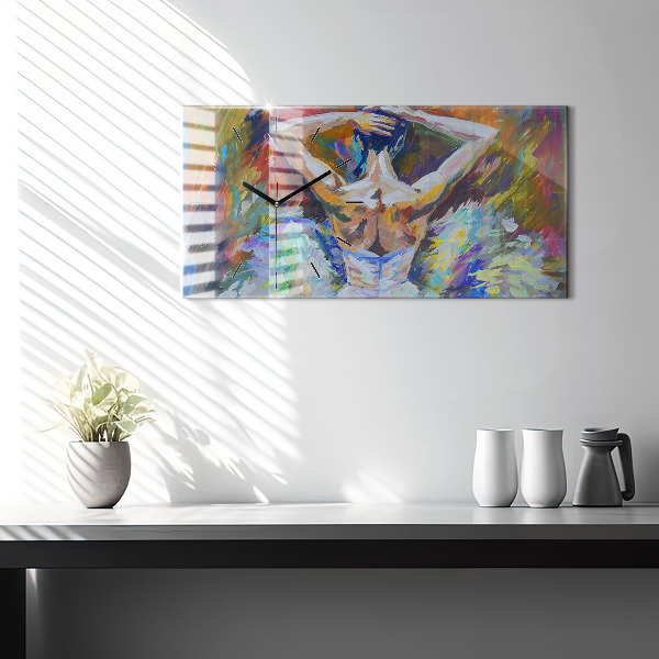 Glass wall clock rectangular Painted Ballerina