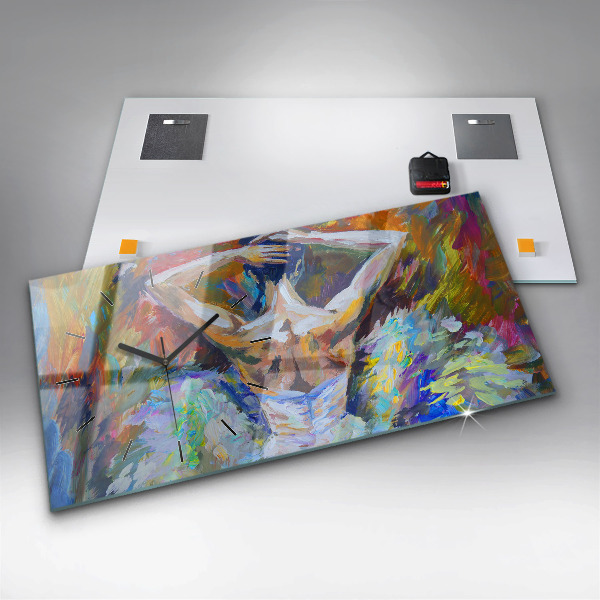 Glass wall clock rectangular Painted Ballerina