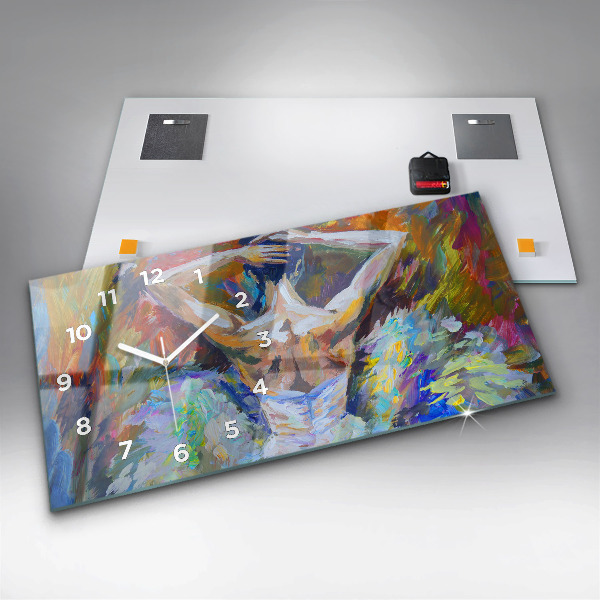 Glass wall clock rectangular Painted Ballerina