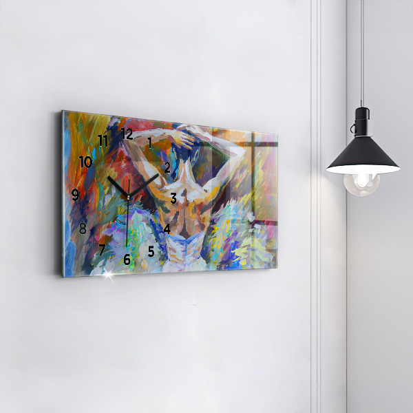 Glass wall clock rectangular Painted Ballerina
