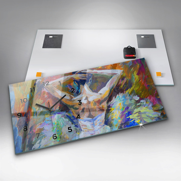 Glass wall clock rectangular Painted Ballerina