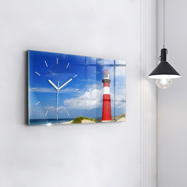 Glass wall clock rectangular Lighthouse