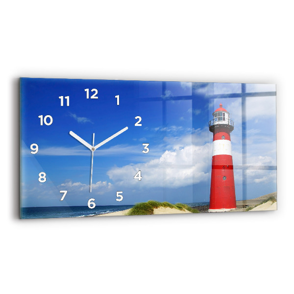 Glass wall clock rectangular Lighthouse